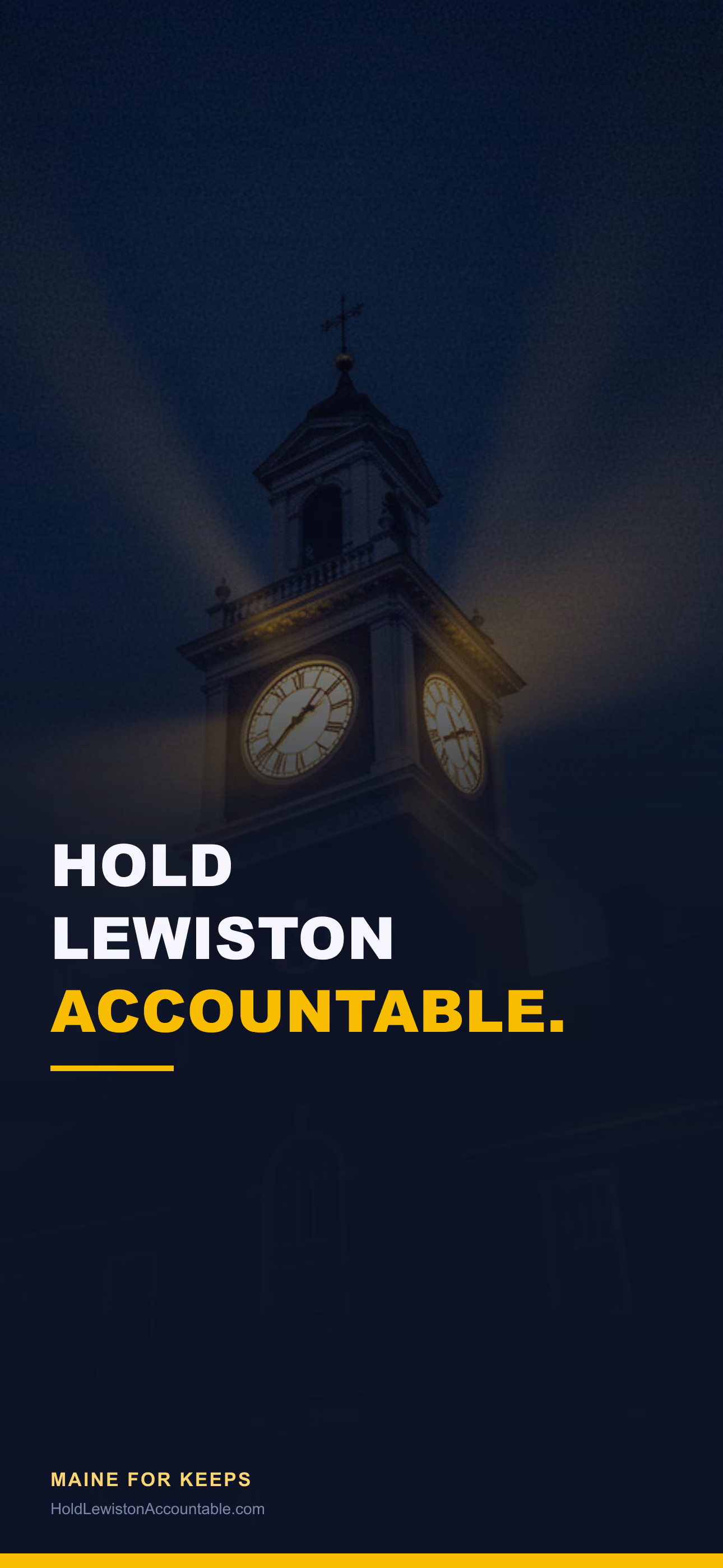 Lock-screen wallpaper design reading "Hold Lewiston Accountable."